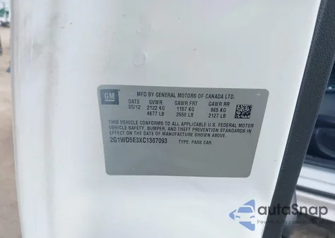 2012 Chevrolet Impala Police z USA, uszkodzony, nr VIN 2G1WD5E3XC1307093